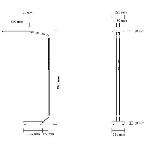 Force One POWER matt silver LED floor luminaire 3000K