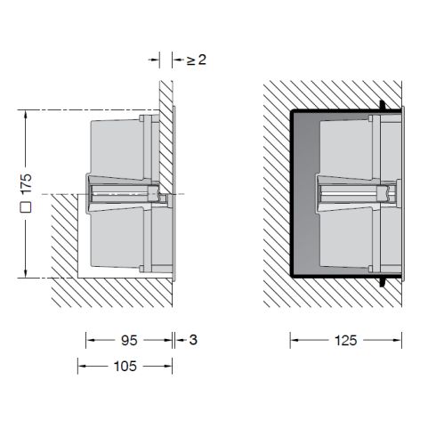 24207 Recessed LED wall luminaire, graphite