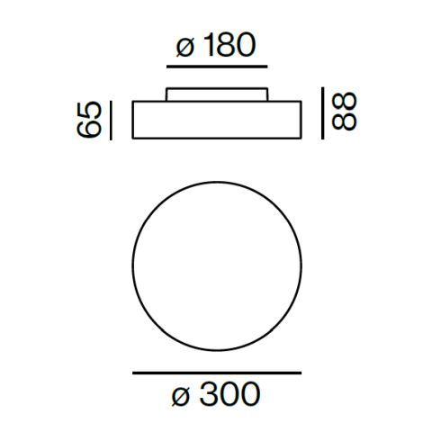 VELA 300 SURFACE D-I SOFT Ceiling luminaire, grey